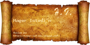 Hager István névjegykártya